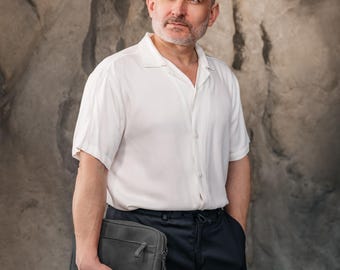 Motorcycle Leather Belt Bag, Crazy Horse Waist Bag for Bikers, Compact Rider Sling, Rugged Moto Crossbody for Essentials, Easter gift