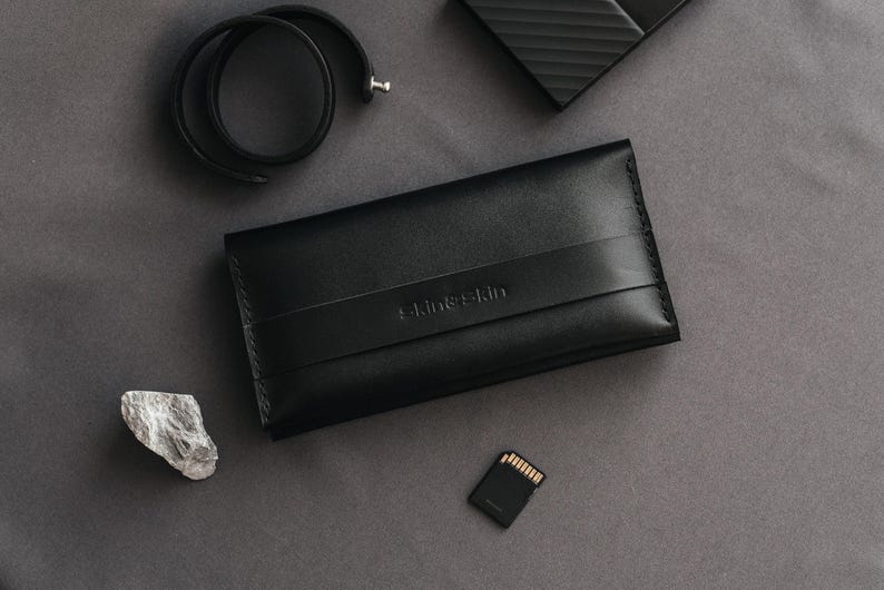 Cartera larga para tarjetas con bolsillo para monedas, bolsa de viaje personalizada para hombre, monedero negro con cremallera y asa, cartera de motociclista plegable, billetera delgada grabada imagen 2