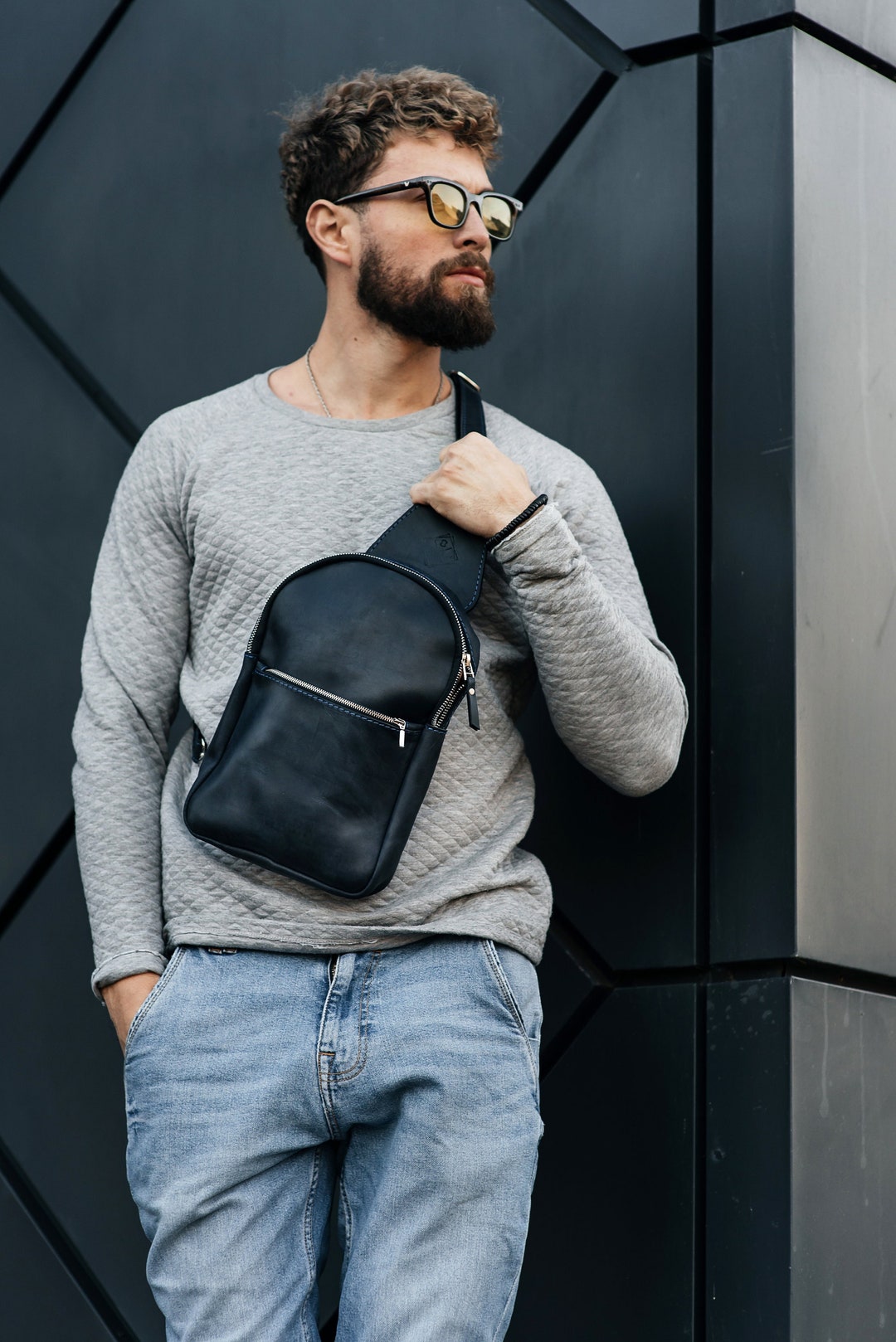 Men Leather Bag, Black Sling Bag, Small Travel Backpack Bag, City Shoulder Bag, Casual Crossbody Purse, Single Strap Backpack, Husband Gift - Etsy Men Leather Bag, Black Sling Bag, Small Travel Backpack Bag, City Shoulder Bag, Casual Crossbody Purse, Single Strap Backpack, Husband Gift - Etsy