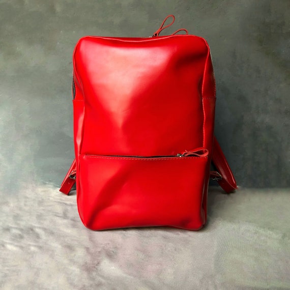 red leather backpacks