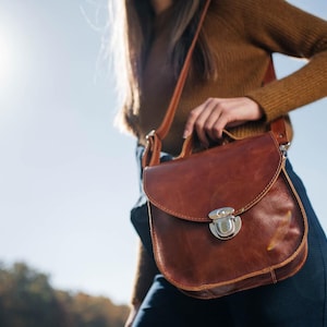 Bolso bandolera de piel burdeos, bolso tipo cartera, regalo para ella, bolso de hombro para mujer