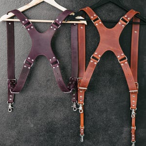 Professional Photographer Strap, Double Shoulder Camera Harness, Leather Multicamera Strap, Event Gear, Photography Gift image 11