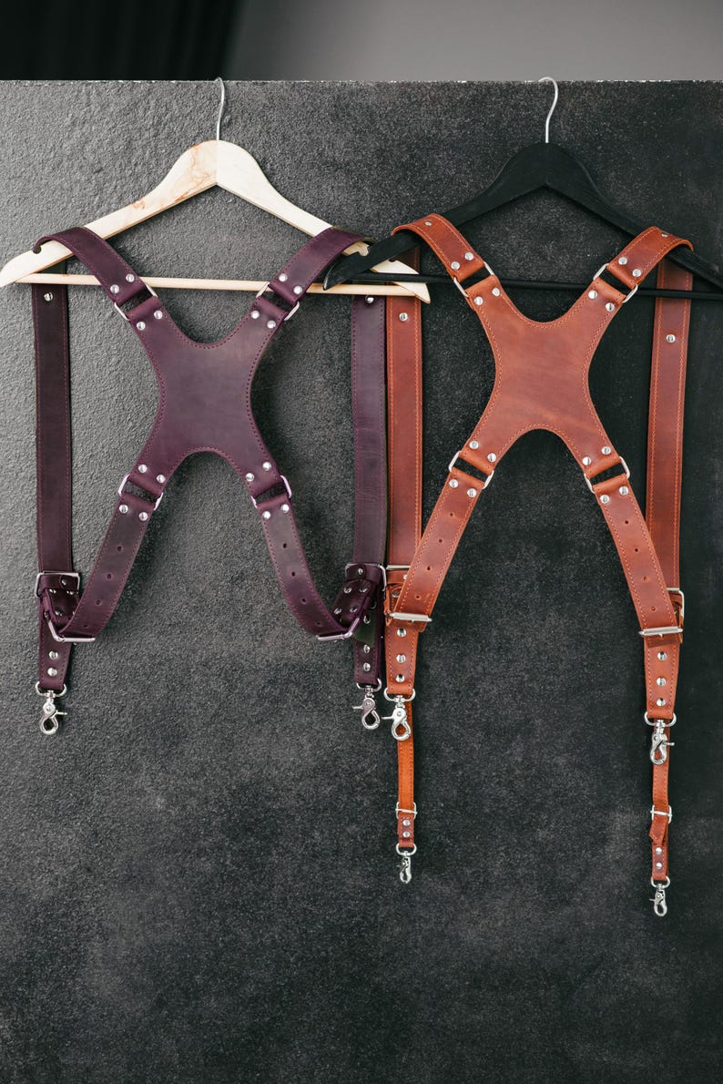 Professional Photographer Strap, Double Shoulder Camera Harness, Leather Multicamera Strap, Event Gear, Photography Gift image 11