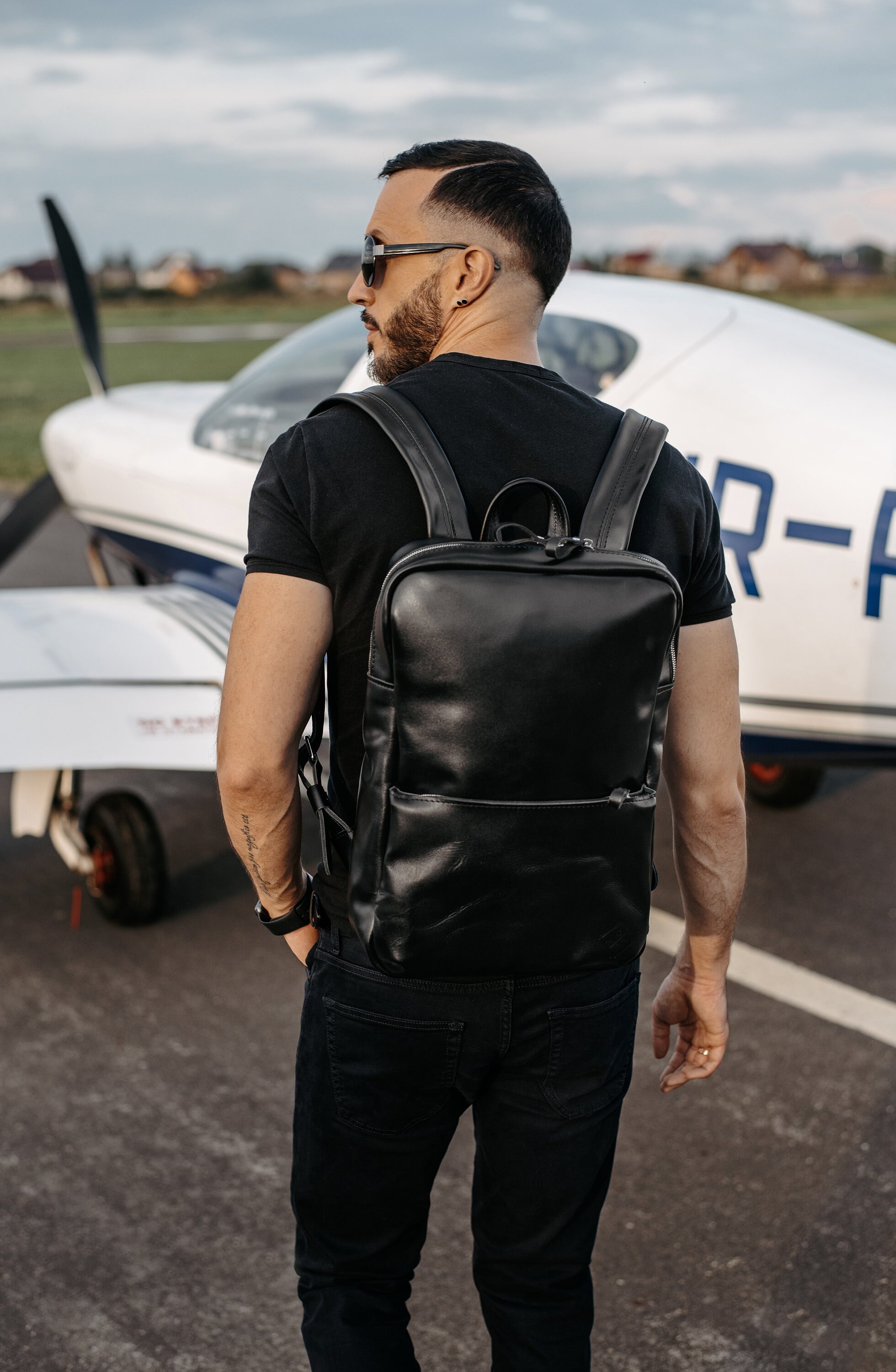 Black Travel Bag Custom Leather 