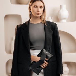 Elegante Leder Clutch Bag Damen Geldbörse, schlanke Abendtasche, handgefertigte Leder Geldbörse, Geschenk für Sie, Frau Geschenk