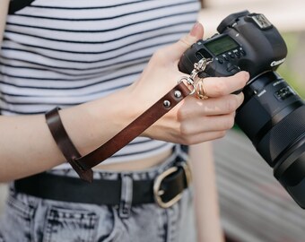 Leather Camera Wrist Strap, Camera Accessory, Gift For Him, Travel Accessory, Photographer Gift