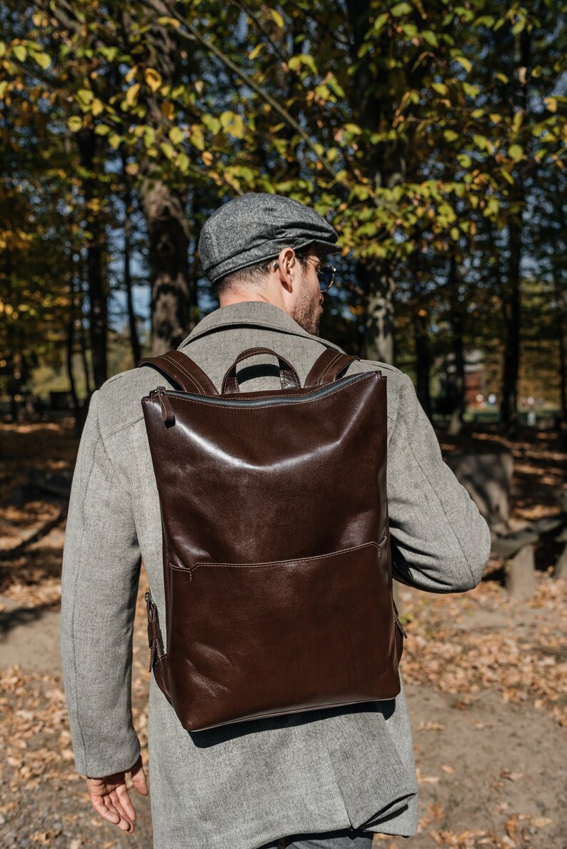 Men leather backpack diaper bag laptop bag work office Etsy