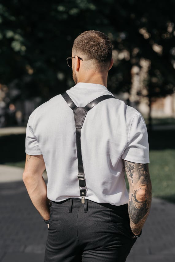 leather dress suspenders Leather Suspenders