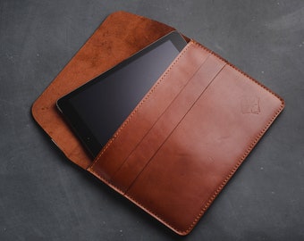 iPad Pro Hülle, iPad Air Hülle, Lederhülle für iPad Pro, personalisierte iPad Hülle, cognac braune Laptoptasche, Leder-Tablet-Hülle