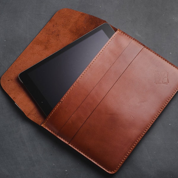 iPad Pro Sleeve, iPad Air Cover, Leather Cover for iPad Pro, Personalized iPad case, cognac brown laptop bag, leather tablet sleeve