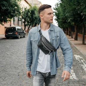 Leather Belt Waist Bag for Men Women, Leather Fanny Pack, Crossbody Bag, Adjustable Strap, Gift For Her, Gift For Him, Friend Gift