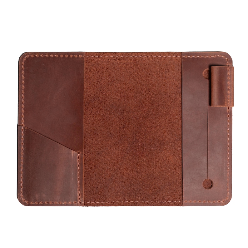 Personalized A6 Leather Notebook Cover with Pockets, Custom Refillable Journal Sleeve, Customizable Planner Cover, Back to school image 3