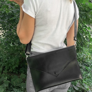 Portafoglio in pelle personalizzato, organizer per documenti nero, pochette da polso per ufficio, portadocumenti a tracolla, borsa da lavoro per laptop