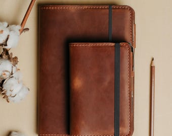 Personalized Leather Notebook Cover A4 A5 A6 B5 B6, Moleskine Large, Hobonichi Cover, Journal Cover for Him, Christmas in July