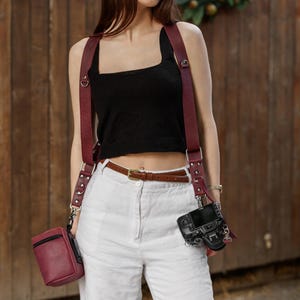 Professional Photographer Strap, Double Shoulder Camera Harness, Leather Multicamera Strap, Event Gear, Photography Gift image 9