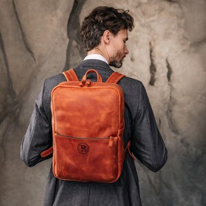 Sac à dos en cuir pour la rentrée scolaire, sac prêt-à-porter pour étudiants aux États-Unis, cuir Crazy Horse avec compartiment pour ordinateur portable