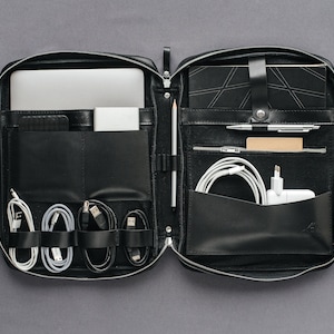 Gepersonaliseerde leren organizer, portfolio-organizer, laptophouder, snoeropberger, reisetui voor kaart en paspoort