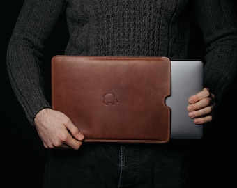 MacBook Air & Pro Sleeve 13" 14" 15" 16" Leather, Macbook Leather Cover / M1 M2 M3 2024 13 14 15 16 inch, Gift for Dad