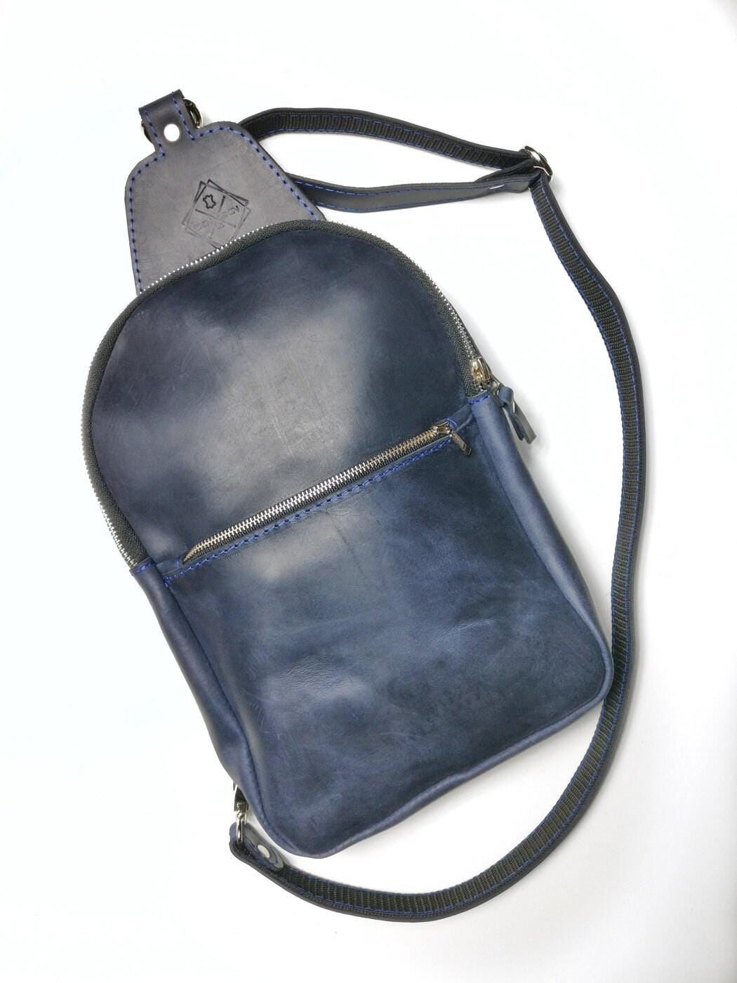 Men Leather Bag, Black Sling Bag, Small Travel Backpack Bag Men Leather Bag, Black Sling Bag, Small Travel Backpack Bag