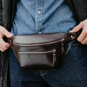 Brown Leather Fanny Pack, Gift for Him, Gift For Dad, Birthday Gift, Thank you Gift for Boss