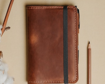 Full Grain Leather A6 Journal Cover, Writer Gift, Leuchtturm1917 Case, Gift For Dad, Birthday Gift for Men, Thank you Gift for Boss