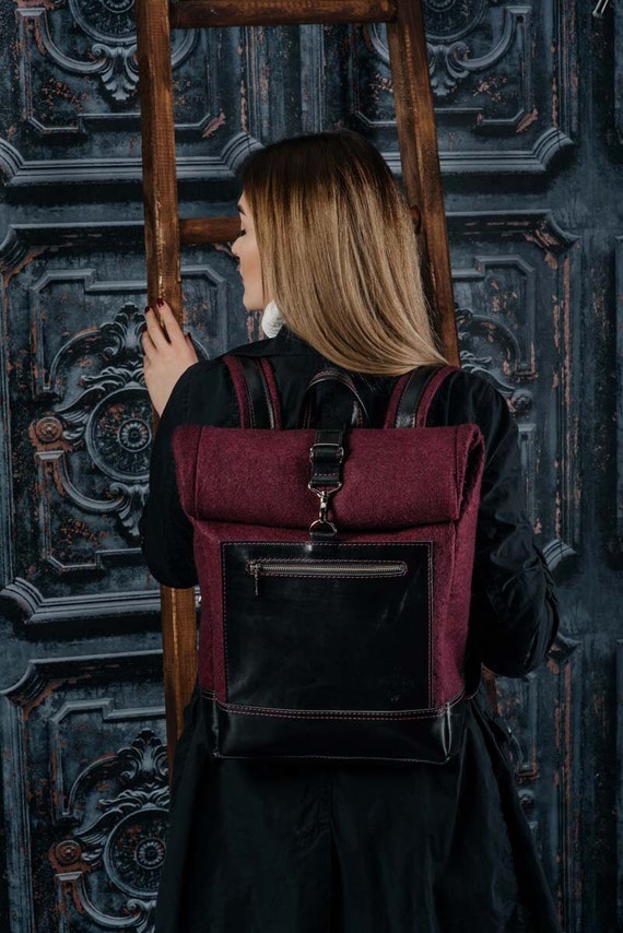 backpack designed for carry on luggage fold top leather best roll by IND Leather USA this model features a removable key holder Modern Rugged | A vintage-inspired
