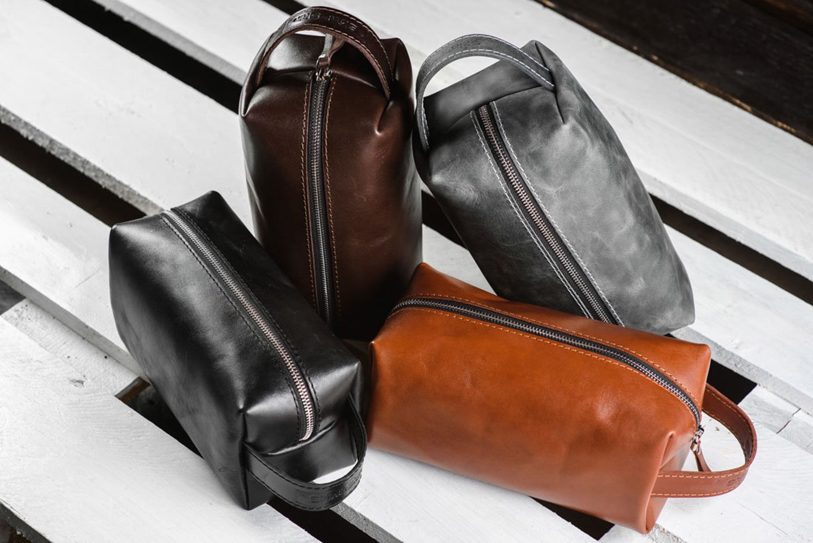 Men's Dopp Kit Leather Makeup Bag Groomsmen Gift Zipper - Etsy