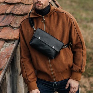 Leather Fanny Pack for Men, Stylish Belt Bag, Hands-Free Pouch, Gift for Him, Father Gift Hip Bag, Dad Waist Bag