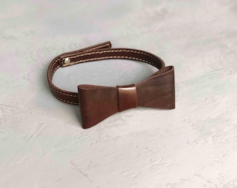 Leather Bow Tie,  Gift for Him, Men's Bowtie, Classic Neckwear, Formal Wear Accessory
