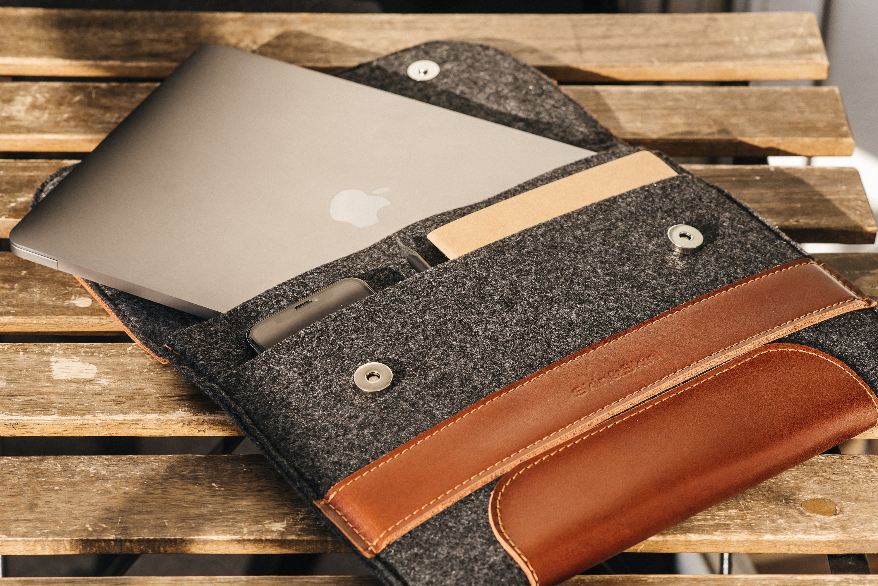 Personalized MacBook case custom Apple bag cognac leather Etsy