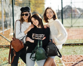 Frauen Leder Rucksack, kleine lässige Geldbörse, Teenager Mädchen Geschenk, Kinder oder Frauen urbanen Mini Rucksack