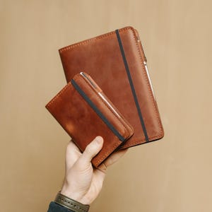 Copertina in pelle per diario Moleskine Cahier A6, copertina per appunti, regalo per scrittori, regali per la festa del papà, accessori in pelle per lui