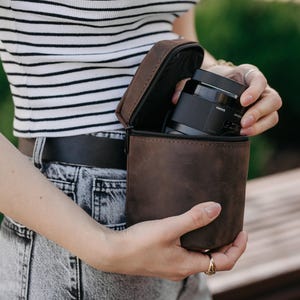 Leather Lens Pouch, Camera Lens Case, Tube for Photographer Lens, Camera Accessories, Gift for Photographer