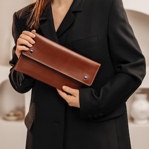 Porte-monnaie femme en cuir noir avec anse, pochette de soirée, cadeau pour elle, cadeau pour petite amie, cadeau fête des mères, cadeau fête des pères