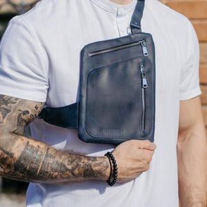Rustic Leather Sling Bag, Custom Engraved Crossbody Purse, Personalized Shoulder Bag, Gift for Him or Her