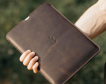 Birthday Milestone Gift, Personalized Leather iPad Sleeve, Custom Tablet Case, Monogrammed iPad Cover,  Fathers Day