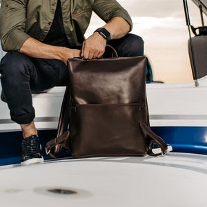 Leather Shoulder Laptop Backpack for Men, Large Backpack, Full Grain Leather Rucksack, Backpack for Men, Laptop Bag, Unisex Black Backpack