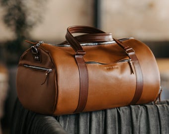 Handmade Classic Leather Weekend Duffle Bag, Travel Duffel Bag, Overnight Bag, Men's Gift, Dad Gift
