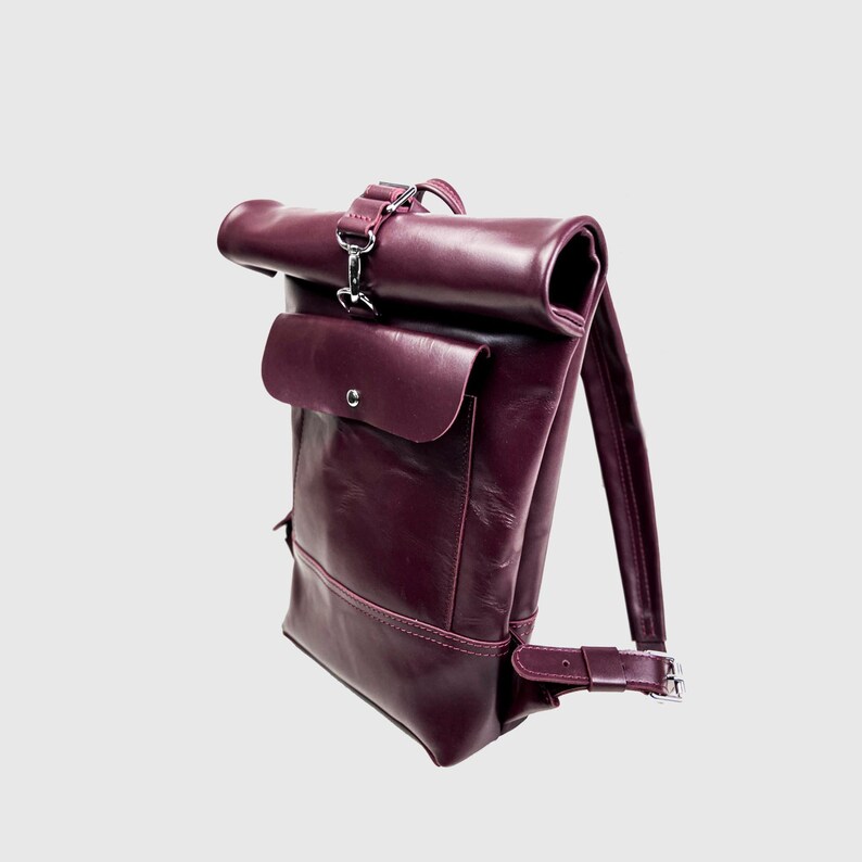 Handmade Leather Roll Top Backpack, Unique Rucksack, Classic Leather ...
