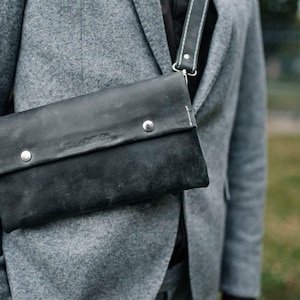 Genuine Leather Waist Bag, Minimalist Fanny Pack, Leather Hip Pouch, Belt Bag, Crossbody Bag