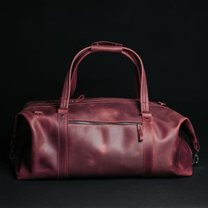 Monogrammed  Leather Duffel Bag, Personalized Mens Travel Bag, Weekend Luggage Bag