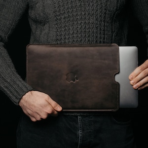 Custodia in vera pelle per MacBook Air Pro da 13", 14", 15" e 16", M1, M2, M3 2024, regali per la festa del papà, accessori in pelle per lui, regalo per papà