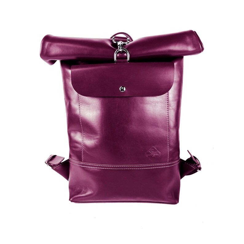 Handmade Leather Roll Top Backpack, Unique Rucksack, Classic Leather ...