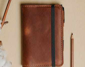 Full Grain Leather A6 Journal Cover, Writer Gift, Leuchtturm1917 Case, Gift For Dad, Birthday Gift for Men, Thank you Gift for Boss