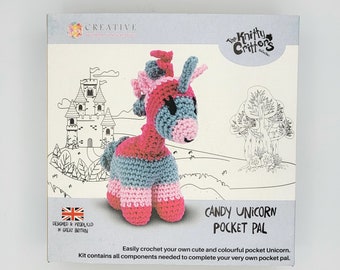 DIY Crochet Kit - Candy Unicorn Pocket Pal - The Knitty Critters Collection