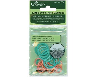 Clover Jumbo Stitch Ring Markers - 20 Pack (2 Sizes) for Large Needles