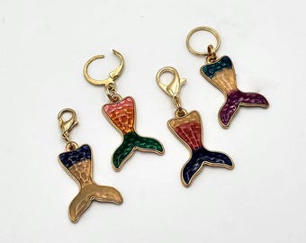 Mermaid Tail Stitch Markers | Enamel Charm Stitch Markers 4pc