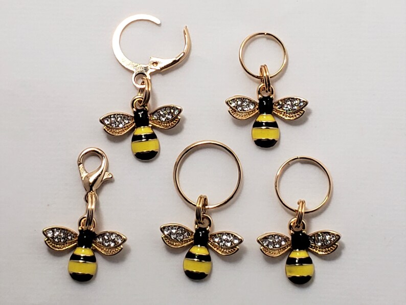Flower and Bees Stitch Markers for Knitting 5 or 6pc Crochet Etsy