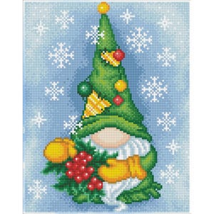 Diamond Art Kit 11x14&quot; Intermediate Full-drill Holiday Green Gnome