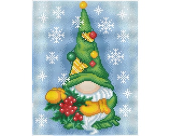 Diamond Art Kit 11x14" Intermediate Full-drill Holiday Green Gnome